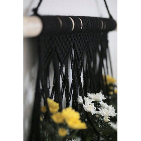 PARTERRE DE FLEURS EN MACRAMÉ POUR 5 POTS NOIR (1/5)