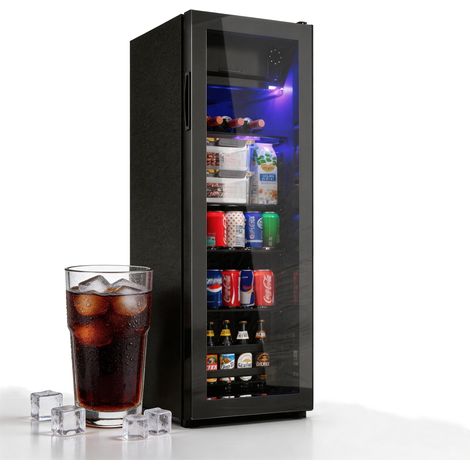 Réfrigérateur 128L 120L réfrigération +8L congélation compresseur silencieux économe étagères réglables LED bleue