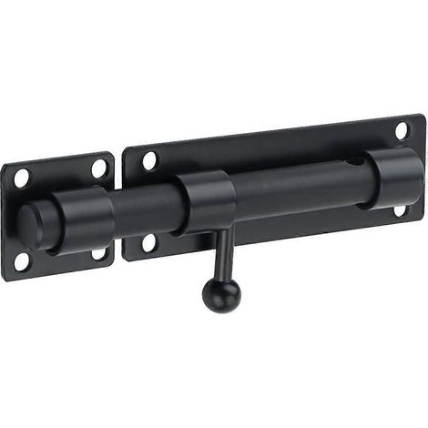 Verrou de porte à barillet coulissant avec trou pour cadenas, finition acier inoxydable mat. (1/2)