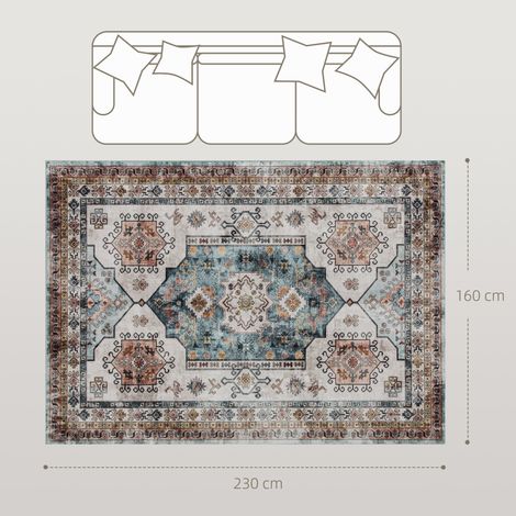 Tapis à poils courts antidérapant et lavable, style vintage (pour salon/chambre), 230 x 160 cm, multicolore (1/5)