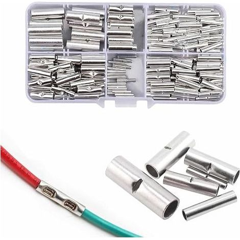 Crimp Connectors - Copper Non-Insulated Cable Connectors - Electrical Crimp Connector Sleeves for DIY Car Home Repair and Industrial Applications (1/5)