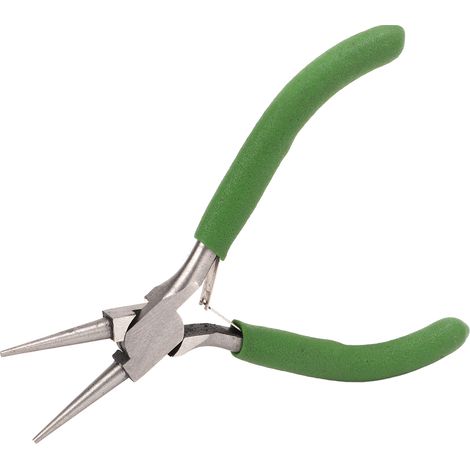Round Nose Pliers Green Nonslip Handle Effort Saving Carbon Steel Sturdy Rustproof Durable Widely Used Jewelry Pliers (1/5)