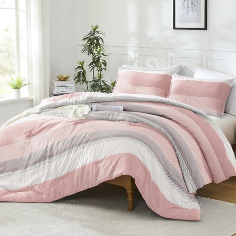 Parure de lit 3 pièces légère et Moelleuse pour Filles et Femmes, Couette en Microfibre Toutes Saisons avec Boucles d'angle (1 Couette, 2 taies d'oreiller) (1/5)