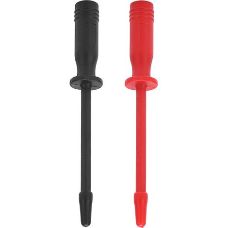Lot de 2 crochets de test J.30016 avec sonde piquante acier inox, connecteur 4mm, pour multimètre et diagnostic auto, isolation sûre, rouge et noir (1/5)
