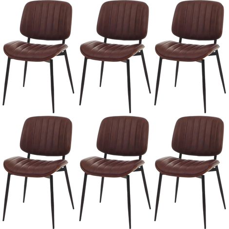 [NON UTILIZZATO] Set 6 sedie per sala da pranzo HHG-182, cucina, ecopelle legno curvato (370g/m²) Oeko-Tex MVG, color noce, marrone