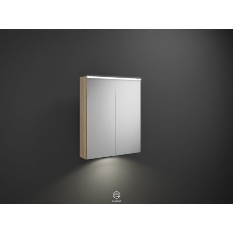 Armoire à miroir Burg Eqio 800x650x170, décor chêne cachemire