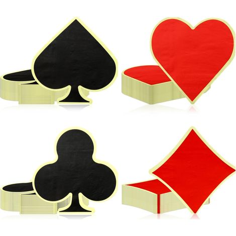 Lot de 4 serviettes en papier à motif imprimé de poker de casino pour décorations de fête sur le thème du casino Vegas (1/5)