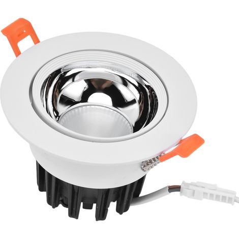 LED-Einbaustrahler aus Aluminium, verstellbarer Winkel, staubdicht, für Wohnzimmer und Schlafzimmer, 100–264 V, weißes Gehäuse, silberne Kappe (1/5)