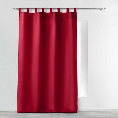 Rideau à passants – 140 x 260 cm – Polyester uni Essentiel Rouge (1/5)