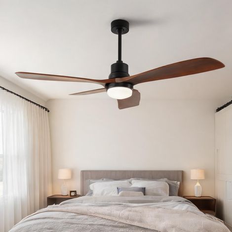 Ventilateur de plafond réversible 152 cm en bois massif (1/5)