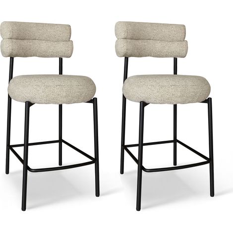 Lot de 2 chaises de bar en tissu tweed et structure métal, GINA (1/5)