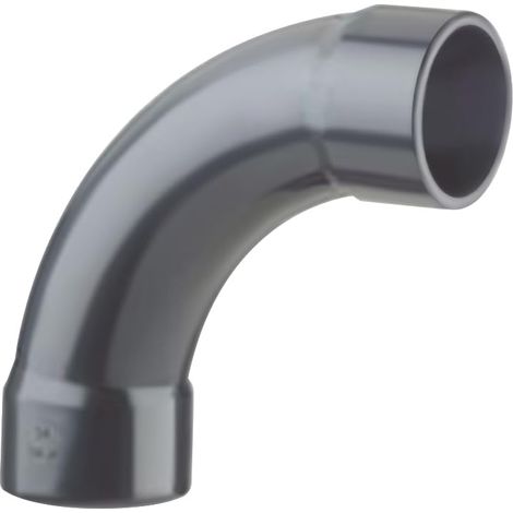 Coude PVC Pression 90° - Lot de 1 - PVC-UH Certifié ACS - Raccord Fileté Grand Rayon - Pour Piscine et Irrigation - Diamètre 40 mm (1/2)
