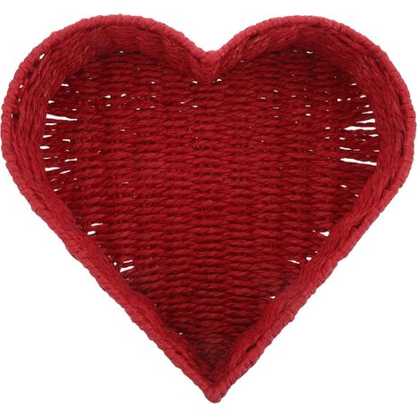 Panier de Rangement en Corde de Papier Tressé Rouge de Cœur, Léger et Artisanal, Organiseur pour Clés et Divers Objets Plateau de Chevet (1/5)