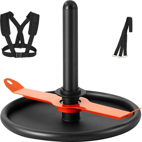 Kraftschlitten aus Stahl für das Athletiktraining, kompatibel mit 51-mm-Platten, mit Gurtzeug, orange und schwarz. (1/5)