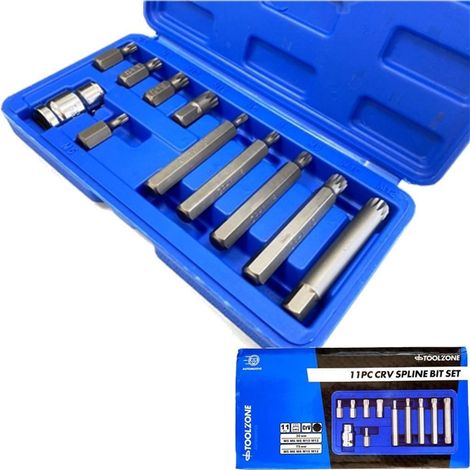 ToolZone 11pc Spline Hex Bit Set 1/2" Drive Socket M5 M6 M8 M10 M12 (1/2)