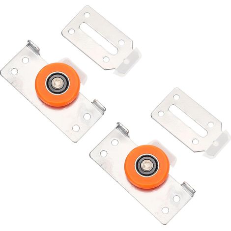 Accessoires pour Meubles et Vitrines Forte Capacité de Charge 2 Sets de Poulies en Fer et Nylon Roulettes Silencieuses Porte Coulissante pour Portes en Verre (1/5)