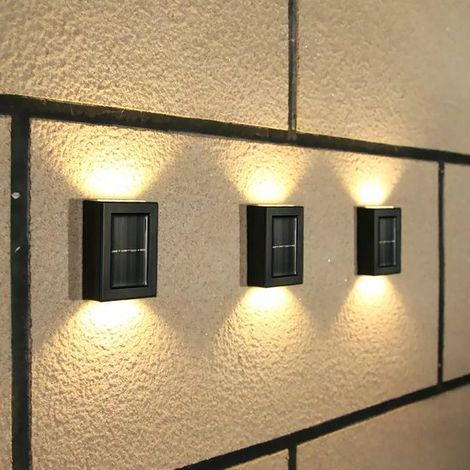 Lampe solaire d'extérieur inversée - Double face - Étanchéité IP65 - Blanc chaud (ambiance) - Éclairage solaire de jardin - Éclairage mural - Éclairage extérieur solaire - Éclairage LED - Durable (1/4)