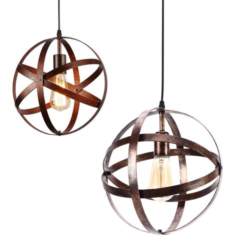 Suspension ronde en fer forgé, suspension sphérique en métal, suspension rétro américaine industrielle antique, suspension nordique antique et créative pour restaurant, hôtel, café ou bar (1/5)