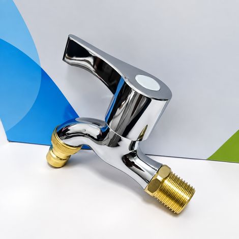 Robinet mural d'eau froide court en alliage et laiton avec bec pointu pour machine à laver 1 100 g – Livraison gratuite