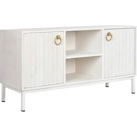 Meuble Tv Mangue Métal 120X40X60 Blanc (1/5)
