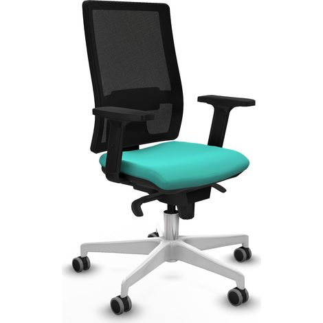 Horna sincro malla negra similpiel turquesa brazos 2D base blanca  ruedas 65mm engomadas (1/5)