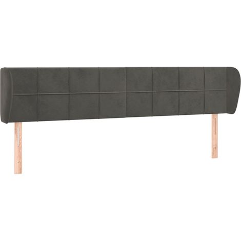 Testiera accessorio letto mobile camera da letto con bordo laterale 203 x 23 x 78/88 cm tessuto velluto grigio scuro TDL0204916