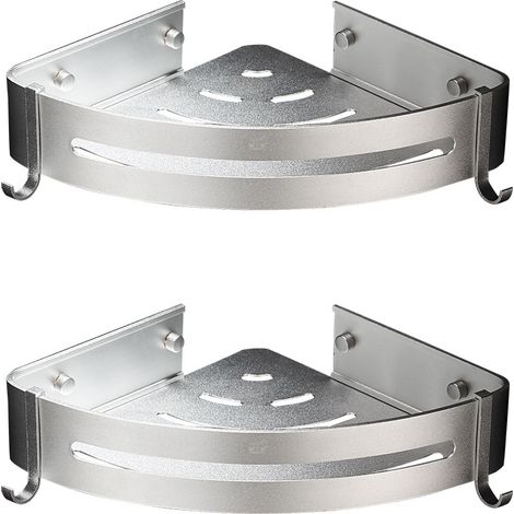 Eckduschablage, bohrfreies Badezimmerregal, Aluminium-Aufbewahrungsregal (beleuchtet, zweilagig) (1/4)
