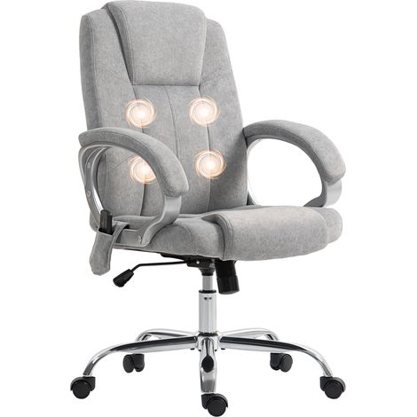 Fauteuil de Bureau Massant et Chauffant, Chaise de Bureau Ergonomique, Hauteur et Accoudoirs Réglables, Gris (1/5)