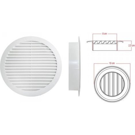 Griglia di Ventilazione Rotonda Griglia Aerazione In Plastica D100mm Foro 80mm Made In Italy