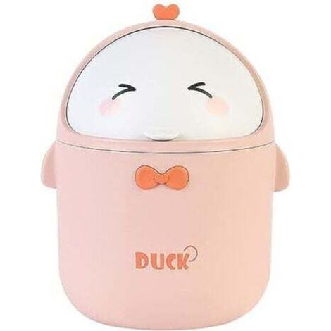 [JAMAIS UTILISÉ] (Rose)Mini Poubelle De Bureau Avec Couvercle, Poubelle de Style Dessin Animé Mignon Portable, Poubelle Bureau, Petite Poubelle de Salle De Bain, pour Chambre à Coucher, Bureau, Salon (1/4)