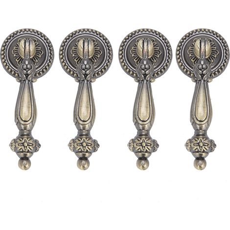 Lot de 4 poignées décoratives en bronze à un trou avec vis de fixation - Accessoires pour meubles (1/5)