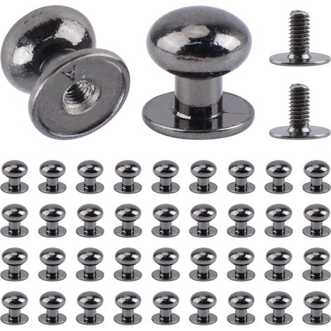 [NUNCA UTILIZADO]Paquete de 36 mini tiradores redondos de metal para cajones, para joyeros y otros muebles pequeños, color negro (1/5)