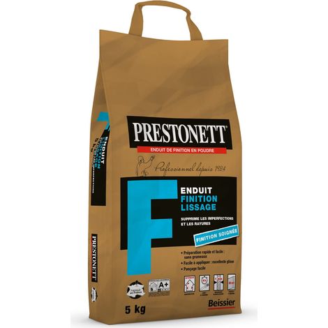 Prestonett – Enduit de lissage en poudre 5kg – Finition mate pour béton, plâtre et plaques de plâtre – Application facile et ponçable