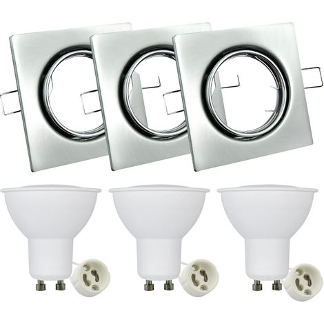 Set 3 faretti LED incasso quadrati nichel GU10 Polux (1/5)