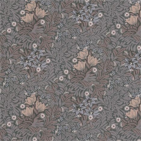 Flowers wallcovering wall Profhome 390573 non-woven wallpaper smooth with floral ornaments matt grey taupe white beige brown 5,33 m2 (1/5)