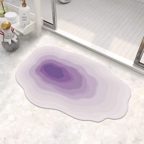 Tapis De Bain - Non Glissant En Caoutchouc Naturel - Pile Profond Et Doux - Pour Salle De Bain Douche Baignoire - 40 X 60 Cm - Violet (1/4)