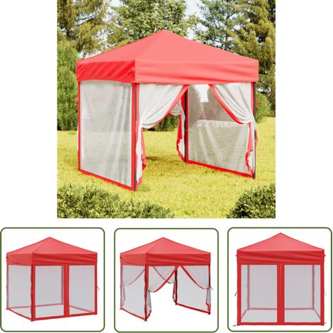 The Living Store Partyzelt Faltbar mit Seitenwänden Rot 2x2 m - Outdoor-Möbel - Gartenzelt - Sonnenschutz - Partyzelt - Pavillon (1/5)
