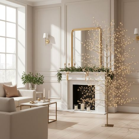 Alberello natalizio in ferro con luci LED, decorazione da esterno -Bianco / h 150 cm (1/5)