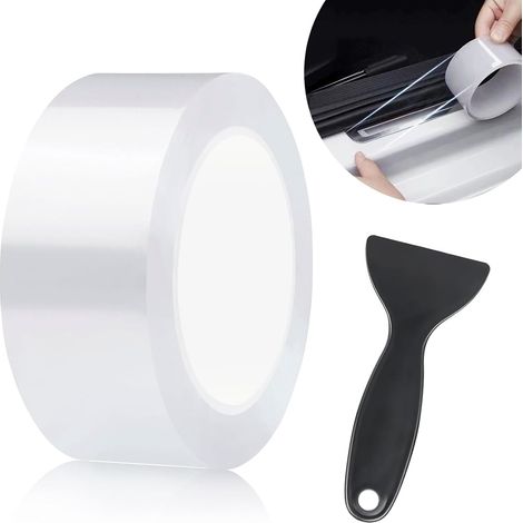 Films de Protection Transparent pour Peinture pour Auto Moto Vélos, 7cmX10m Film Protecteur de Seuil de Porte Universel, Auto-Adhésif Film de Voiture pour Peinture, Vélo, Moto, Meubles (1/5)
