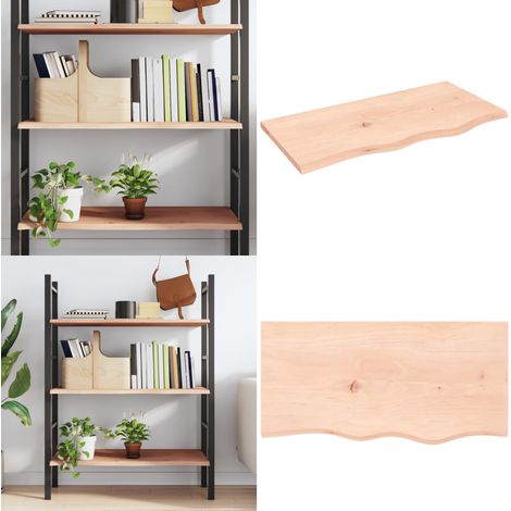 Wandregal 80x40x2 cm Massivholz Eiche Unbehandelt - Wandregal Eiche - Wandregal Massivholz (1/5)