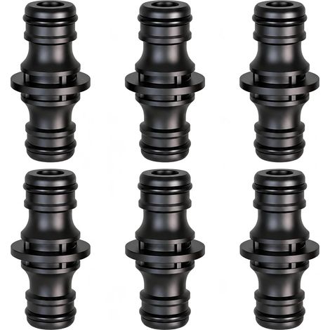 Juego de 6 conectores para mangueras de jardín, conexión de doble enchufe para extender dos mangueras, resistentes a alta presión de agua (1/5)