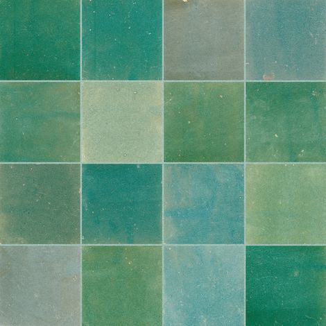 Carrelage effet Zellige Vert 10x10x0,85 cm Mat Serinor - Mur intérieur (vendu par carton de 0,6 m²) - RO'MA CARRELAGE