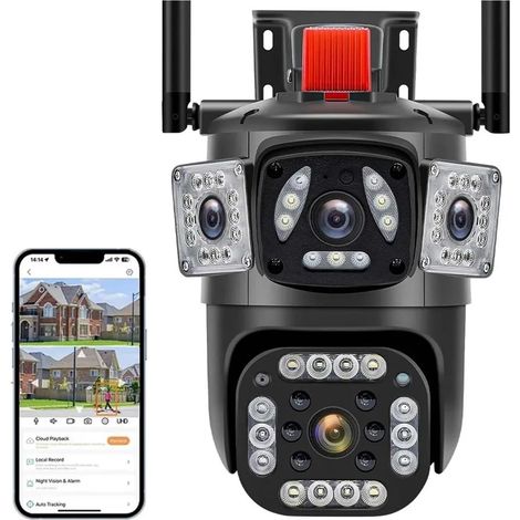 6MP Three Lens PTZ IP Camera with Three Screen Auto Tracking AI Human Detection Wireless Security CCTV Surveillance Cameras(6MP Camera) (1/5)