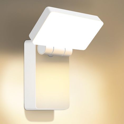 60W Applique Murale Exterieur/Intérieur Blanc 3000K, Lampe Exterieur Led Pliante 5000LM,Éclairage Extérieur avec Panneau LED Pivotant à 360° IP65 Imperméable pour Terrasse Jardin Garage [Classe énergé (1/5)