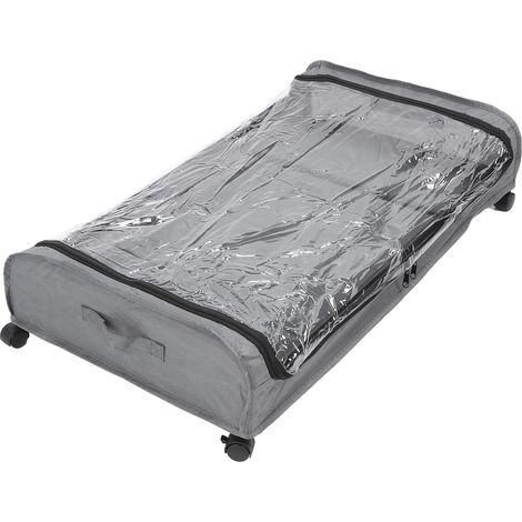 Rangement sous lit à roulettes avec couvercle transparent, conteneur de rangement mobile pour vêtements, chaussures et jouets. (1/5)