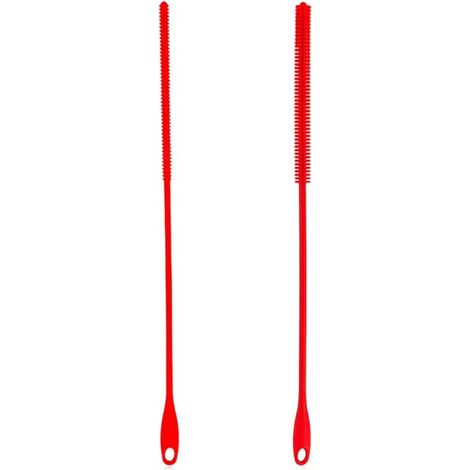 [NEVER USED] Pack Red Silicone Straw Brush Extra Long Reusable Cleaning Tool 8mm+6mm
