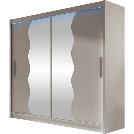 Armario Closico Pallor X, Cachemira, 215x180x57cm, Puertas de armario: Correderas, Número de estantes: 5, LED