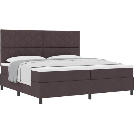 Box Spring Bed with Headboard Dark Brown 200 x 200 cm Fabric vidaXL (1/5)