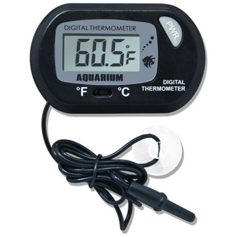 QORVA-Thermomètre LCD Numérique d'aquarium avec Ventouses et Sonde Étanche pour Aquarium Fish Tank, Vivarium Reptile Terrarium (2PCS,noir)