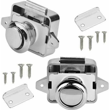 2 Pcs Verrouillage Push Lock Verrouillage de meubles de camping-car Verrouillage de bouton de verrouillage en métal Tiroirs à verrouillage Push Lock Meubles Serrure de meubles Serrure (1/5)